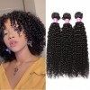 RICHAIR - Tissage Bresilien Boucle 8 Pouces 20.32cm ,Tissages Cheveux Humain Lot 3 Pieces,Meches Bresiliennes Naturel Noir 50