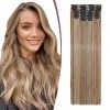 TESS Extension Cheveux Naturel Lisse, 12 Pcs 55 cm Extension A Clip Cheveux Naturel Noir naturel 1B Rajout Cheveux 180 g C