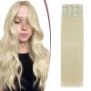 TESS Extension Cheveux Naturel Lisse, 12 Pcs 55 cm Extension A Clip Cheveux Naturel Noir naturel 1B Rajout Cheveux 180 g C