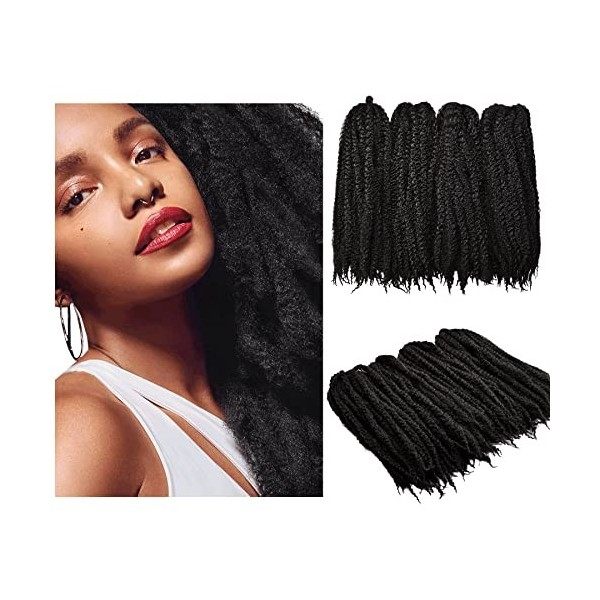 4 paquets de tressage de cheveux extensions Afro Kinky Twist Crochet Braids cheveux synthétiques 20 pouces 1B 