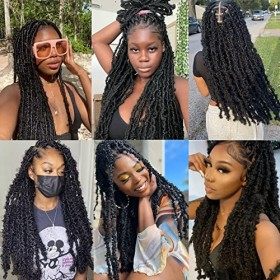 Leeven 30 Inch Distressed Faux Locs 6 Packs Long Butterfly Faux Locs Crochet Hair Synthetic Crochet Braids Pre-looped Soft Lo