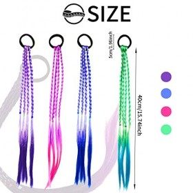 Tresse Cheveux Enfant, Couleurs Dégradées Filles Postiche Twist Tresses, 4 Pcs Extension de Cheveux Colorées avec Bande de Co
