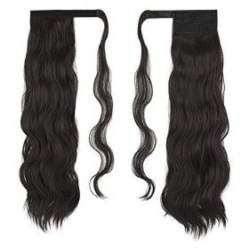 FESHFEN 60 cm Ponytail Cheveux Naturel Wave Bouclé Longue Queue De Cheval Cheveux Extension Wrap Around Ponytail Synthétique 