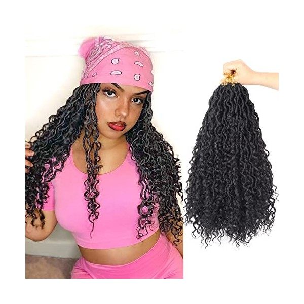 Beyond Beauty New Goddess Locs Crochet Hair 18 pouces 7 packs Pre Looped Goddess Faux Locs Crochet Hair for Black Women Curly