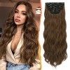 BARSDAR Bouclés Extensions de Cheveux à Clip, 5PCS Long Ondulé Clip dans les Extensions de Cheveux Naturel Doux Synthétique P