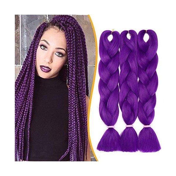 3 Pièces Mèche Tresse Africaine Hair Braid 300G[100g/pièce] Extension Cheveux Tresse Synthétique Braiding Hair Extension, 24 