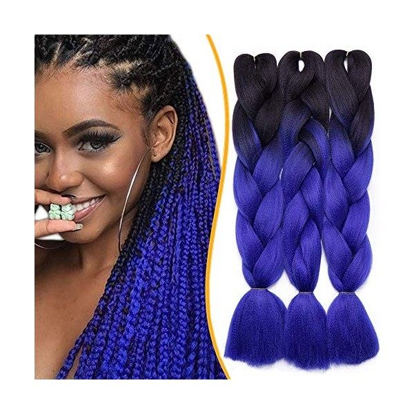 3 Pièces Mèche Tresse Africaine Hair Braid 300G[100g/pièce] Extension Cheveux Tresse Synthétique Braiding Hair Extension, 24 