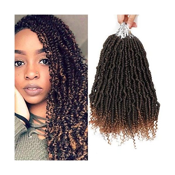 14 inch 6 Packs Bomb Twist Crochet Hair Spring Twist Hair Curly Ends Pre-looped Passion Twist Synthetic Hair Extension 1B 