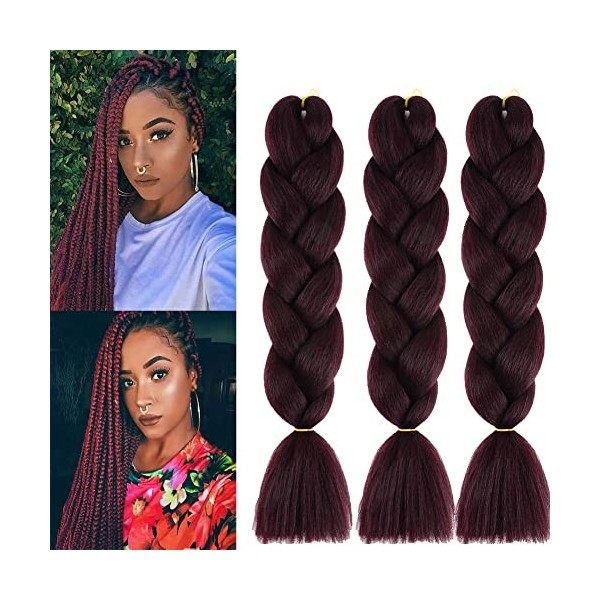 Ombre Jumbo Extension de Fibre Synthétique Braids Meches 24" Braiding Hair Tressage Extension Kanekalon Meches Pour Tresses A