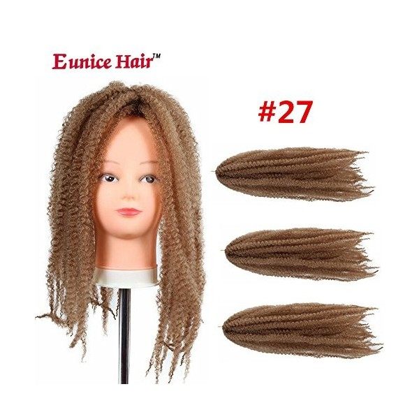 Eunice Hair lot de 3 Extensions capillaires synthétiques tresses style Marley Afro Kinky Bulk Hair Twist Crochet Cheveux raid