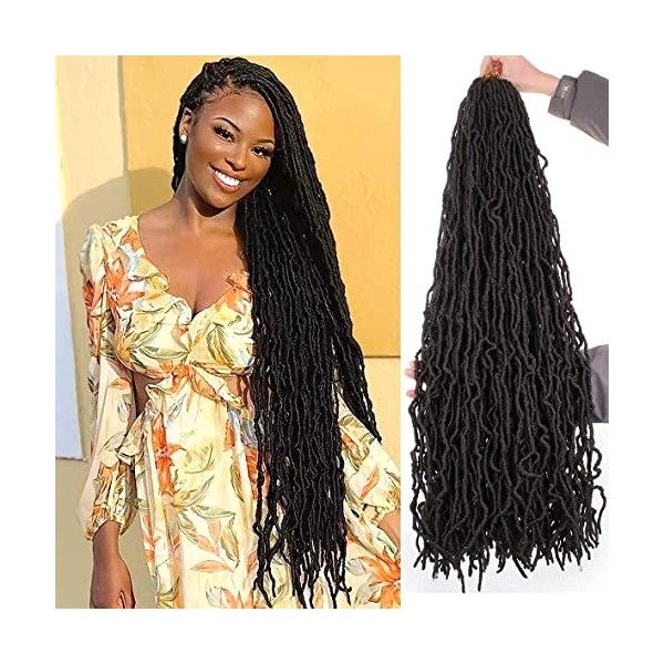 Leeven 30 Inch Soft Locs Crochet Hair for Women Nu Faux Locs Crochet Braids 7 Pack Goddess Faux Locs Crochet Hair Extensions 