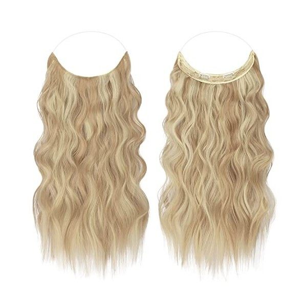 FESHFEN Extension Cheveux Fil Invisible Naturel Cheveux Longue Ondulés Fil Secrets Wire Hair Extension Cheveux Synthétique Ra