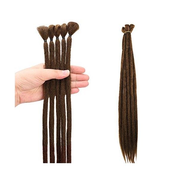 Noverlife 10 Brins 50cm Rouge Gingembre Extensions de Dreadlock, Accessoires Dreadlocks Synthétiques Crochet à Extrémité Uniq