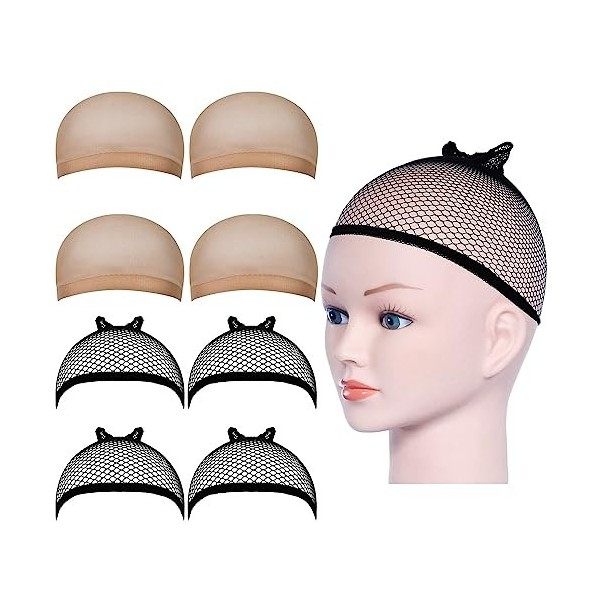 Casquettes Filet Cheveux Perruque, URAQT Bonnet Unisexe Wig Caps de Perruque pour Homme et Femme, neutres nue et noir Neutre