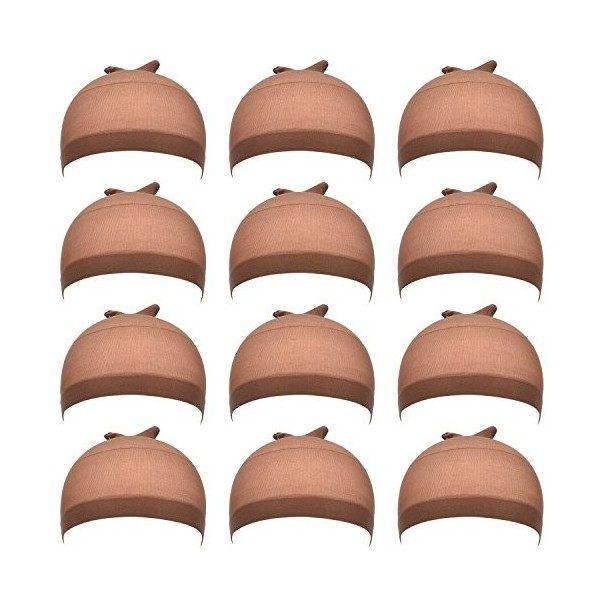 12 Pack Nylon Cap de Perruque pour Femmes Et Hommes Marron Clair 