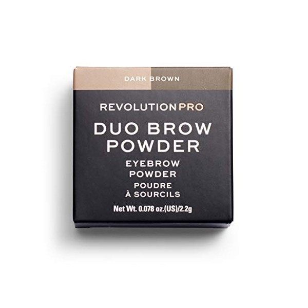 Revolution Pro, Duo Eyebrow, Poudre à Sourcils, Dark Brown, 2.2g