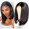 Perruque Bresilienne Lace Frontal Cheveux Humain Perruque Femme Naturelle Bresilienne 4X1 Lace Wig Human Hair Courte Lisse La