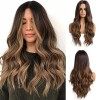 Esmee 26 Pouces Perruques Blonde Longues pour Femmes Cheveux Naturels Synthétiques Perruque Blonde Ombre avec Racines Foncées