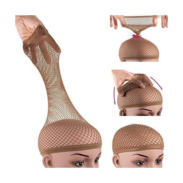 Dreamlover Bonnets de Perruque en Maille Longue, Filet de Perruque de Couleur Nude pour Femme, 2 pièces