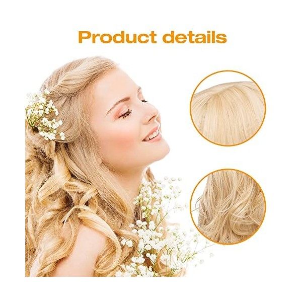 FENGQ Perruques Blondes Longues 60 cm, Perruques Longues Ondulées avec Frange, Perruque Synthétique Résistante à la Chaleur L