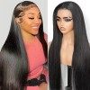 Perruque Naturelle Cheveux Humain 4x4 Straight Lace Closure Wig 180 Density Human Hair for Black Woman Pre Plucked with Baby 