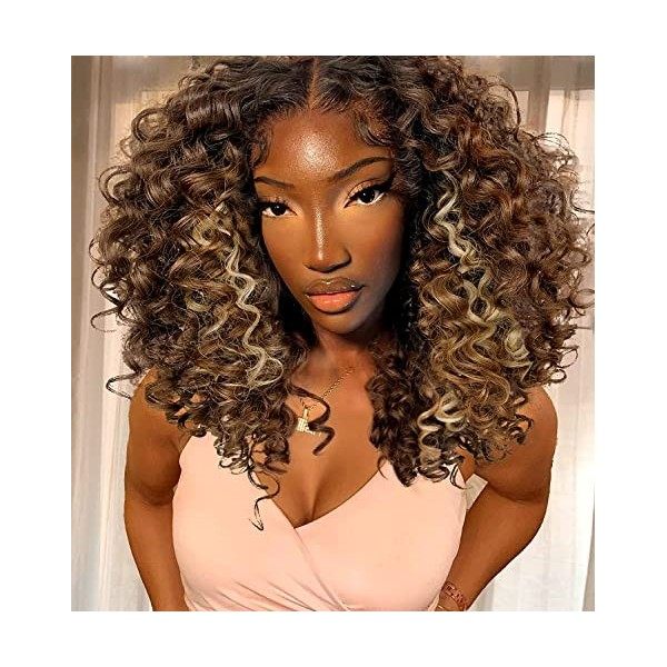 X-Tress 16 pouce HD Lace Front Perruque Ondulée pour Femme Couleur Naturelle Perruque Synthetique Mi-Longue Pre Plucked 13x4x