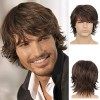 Perruque Brun Courte Homme Perruque de Cheveux Synthétique En Couches avec Frange Halloween Cosplay Costume de Fête Quotidien