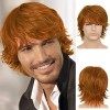 Perruque Brun Courte Homme Perruque de Cheveux Synthétique En Couches avec Frange Halloween Cosplay Costume de Fête Quotidien