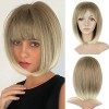 Creamily Perruque Blonde Courte Perruque Femme Naturelle Blonde Courte Pixie Perruque de Cheveux Synthétiques pour Femme Blon