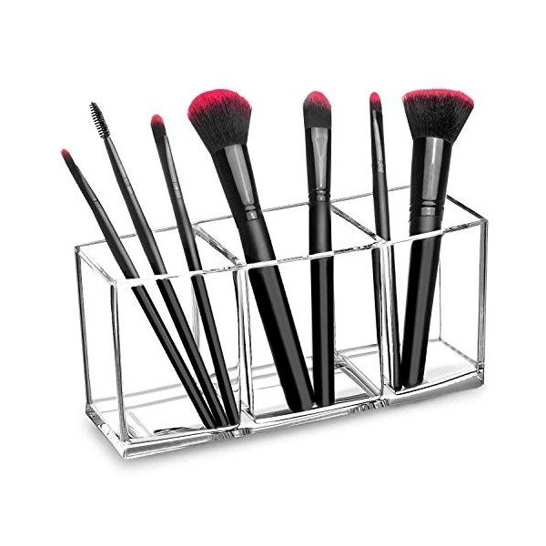 HBselect Acrylic Makeup Organizer 3 Compartment Cosmetic Organizer for Makeup Brushes, Eyebrow Pencils, Eyebrow Pencils, Eyeb