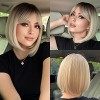 HAIRCUBE Short Wave tête avec frange femmes perruque de mode en fibre synthétique résistant à la chaleur naturelle partie/cos