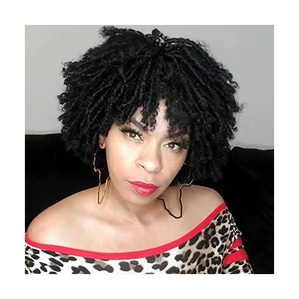 Creamily Perruque afro femme Perruque tresse africaine femme Perruque dreadlocks pour femme noire synthétique afro bouclée No