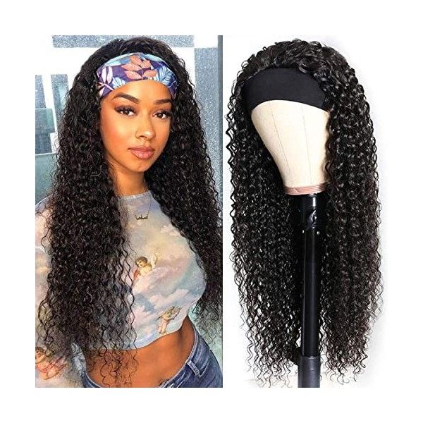 X-Tress Perruque Bandeau Femme Nautrelle Courte Afro Perruque Noire Bouclée Cheveux Naturel 18 pouces Headband Wig Afro Curly