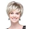 AIYLMZ Court Ombre Blonde Pixie Cut Perruques avec Frange pour Femmes Ombre Blonde Élégant Fluffy Layered Perruques Naturel F