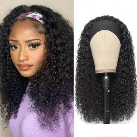 IFLY Perruque Bandeau Cheveux Humain Deep Perruque Femme Naturelle Cheveux Humains Densité de 150% Perruque Bresilienne Boucl