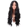 MapofBeauty 28 Pouces/70 cm Longue Wavy Middle Part Synthétique fibre Bouclé Cheveux Remplacement Quotidiano Perruques Noir 