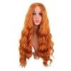 MapofBeauty 28 Pouces/70 cm Longue Wavy Middle Part Synthétique fibre Bouclé Cheveux Remplacement Quotidiano Perruques Noir 