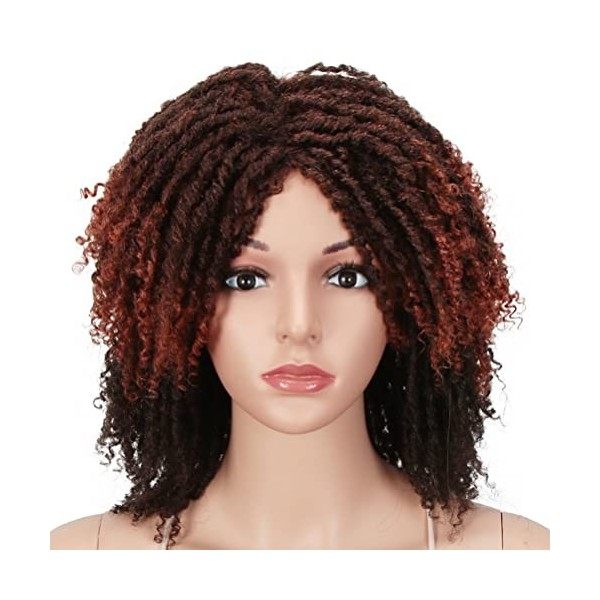 Style Icon 6" Short Dreadlock Wig Twist Wigs for Black Women Short Curly Synthetic Wigs 17cm, T1B/30 