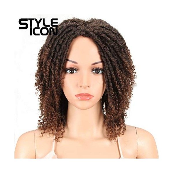 Style Icon 6" Short Dreadlock Wig Twist Wigs for Black Women Short Curly Synthetic Wigs 17cm, T1B/30 