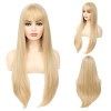 X-Tress Perruque Blonde avec Frange 28" Longue Cheveux Synthétique Perruque Naturelle Souple Cheveux Droit Plus Naturel Facil