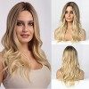 EMMOR Perruques blonde ombre pour femmes, perruques synthétiques résistantes à la chaleur avec racine sombre pour la vie quot