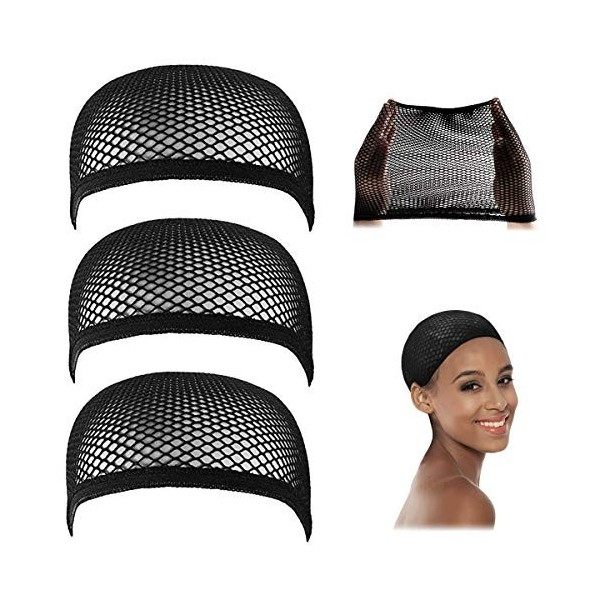 Dreamlover Filet à Perruque, Bonnet de Perruque pour Femmes, Filet à Cheveux pour Perruque, Noir 3 Pièces