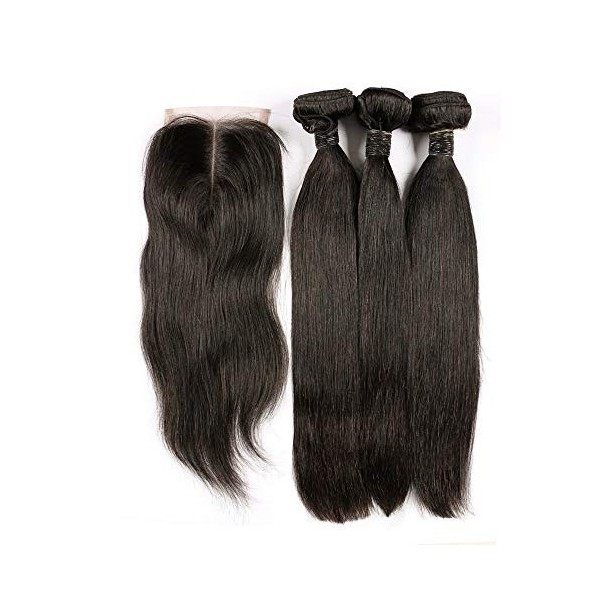 BLISSHAIR Cheveux humains vierges bresilienne rémy perruques 8 inch 3 paquets avec 1 fermeture