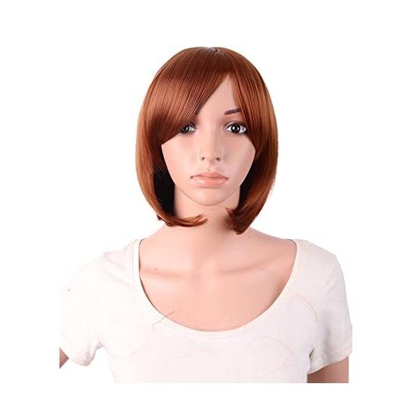 MapofBeauty 12 Pouce/30cm Mode Femmes Courtes Perruque De Vacances Cheveux Raides Sombre Brun 