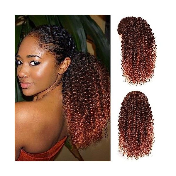 Colorfulpanda Queue de Cheval Afro Crépus Bouclés Ondulée Postiche Ponytail Cheveux Naturel Cordon pour Femmes Noires Extensi