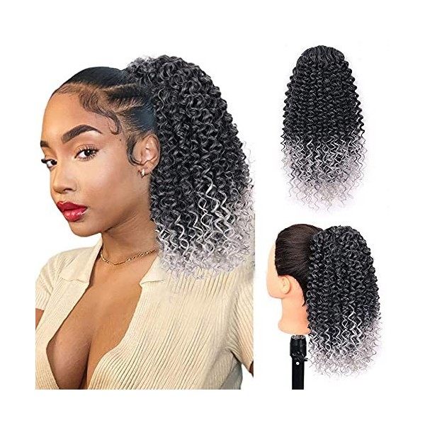 Colorfulpanda Queue de Cheval Afro Crépus Bouclés Ondulée Postiche Ponytail Cheveux Naturel Cordon pour Femmes Noires Extensi