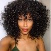 YEESHEDO Perruque afro bouclée avec frange pour femmes noires 14 pouces court afro kinky cheveux perruque synthétique résista