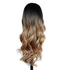 Longue Perruque Blonde pour Les Femmes, Perruque Femme Longue Ombrée Ondulée Naturelle Perruque Synthétique Résistante à la C