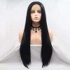 Xiweiya Long Noir Perruque cheveux synthétiques raides Noir Lace Front Perruques droite résistant à la chaleur Fibre pour fem