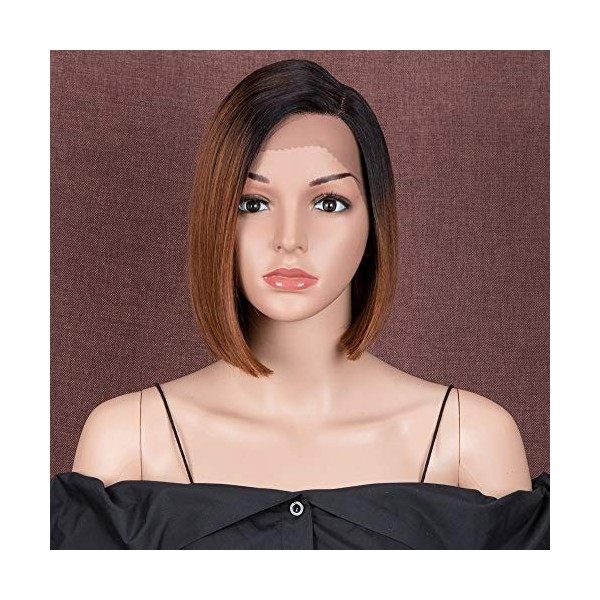 Style Icon Perruques Lace Front Wigs Droite Synthetique 9“/22cm Perruque Courte Raide Devant En Dentelle Short Bob Wig Perruq